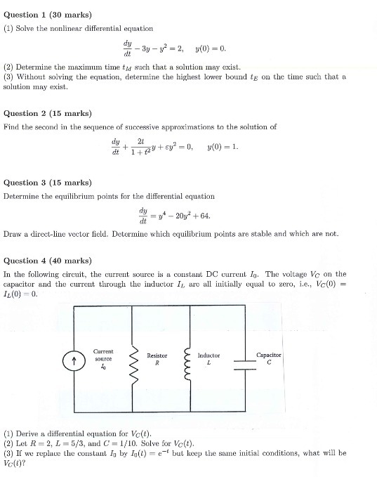 - 3y - 1' = 2, #(0) = 0. (2) Determine the
