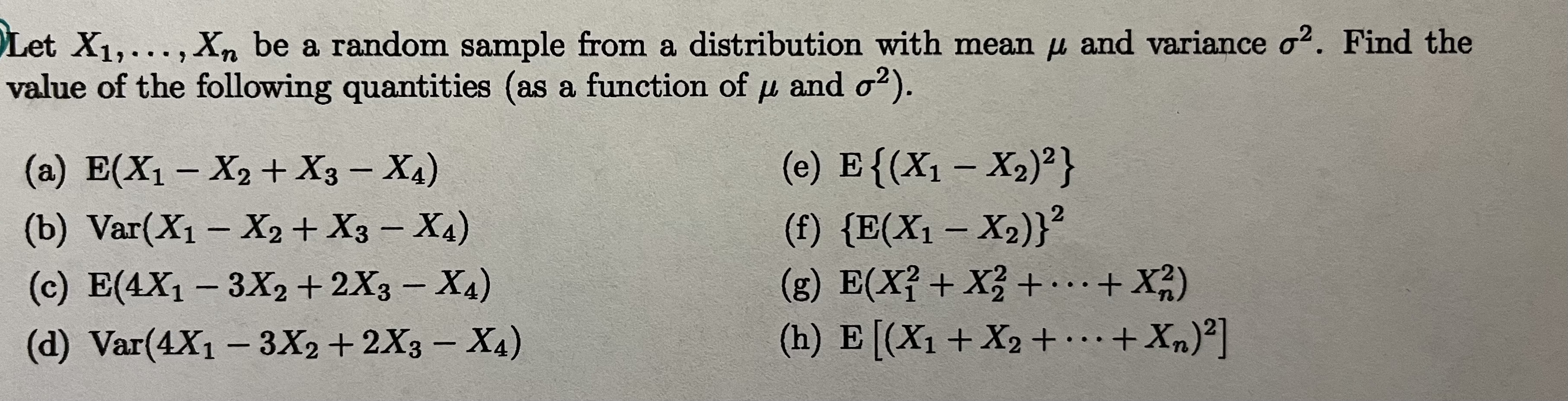  Let X1, ..., Xn be a random sample from a distribution
