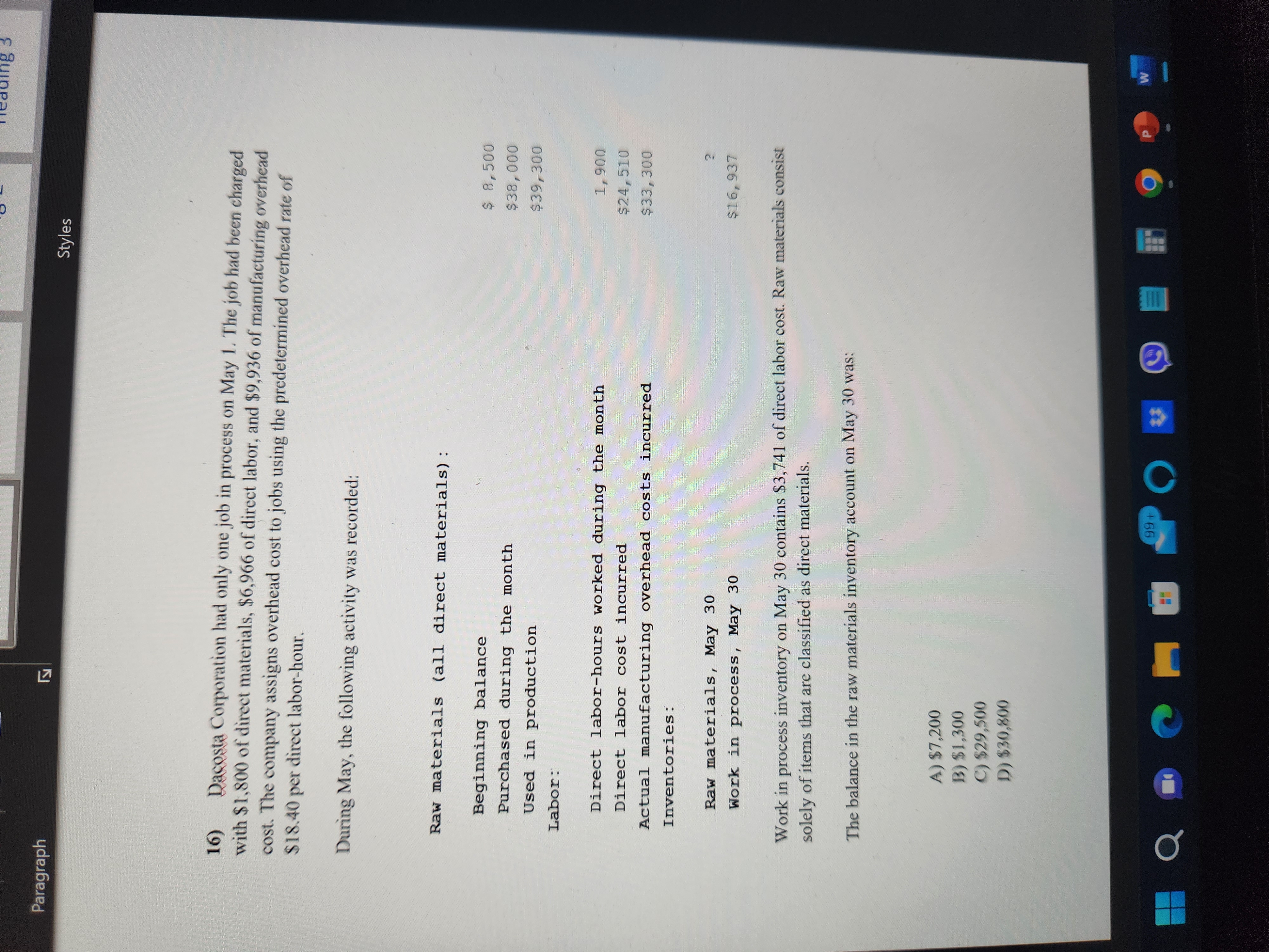 fixed manufacturing $ 4, 800 $ 23, 400 $ 28,200 overhead cost