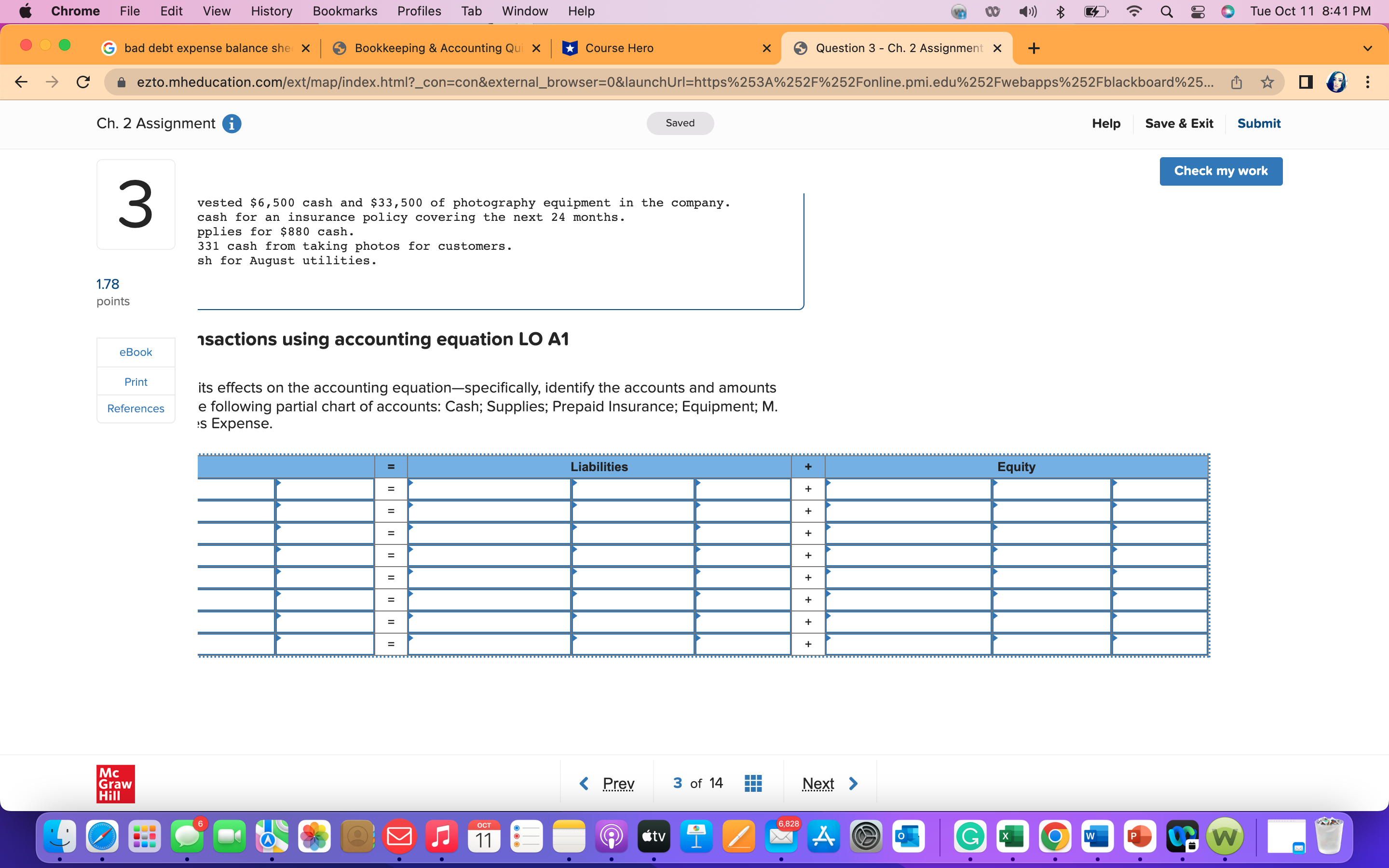 bad debt expense balance she x Bookkeeping & Accounting Qui X Course
