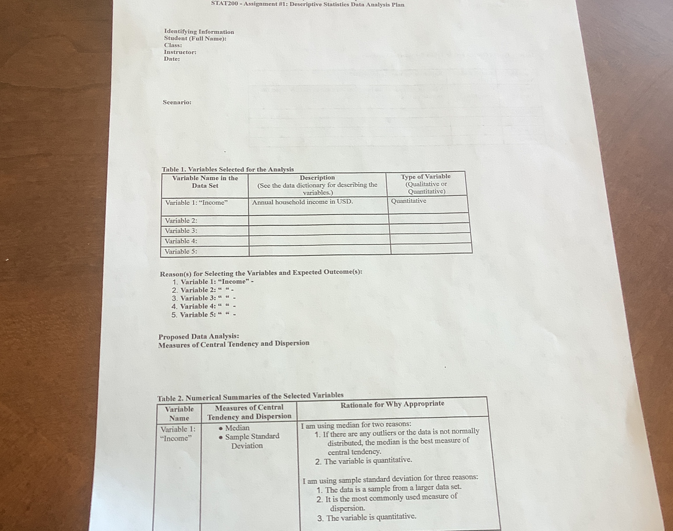 Write up questions STAT200 - Assignment #1: Descriptive Statistics Data Analysis Plan