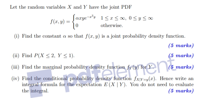 please solve this. Let the random variables X and Y have the