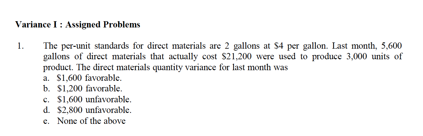 Not sure how to answer this question Variance I : Assigned Problems