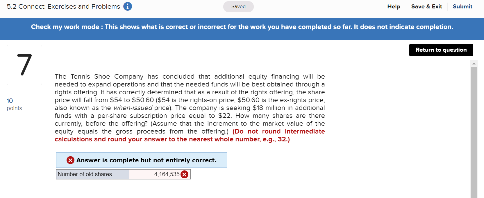  5.2 Connect: Exercises and Problems 0 Saved 10 points Help Save