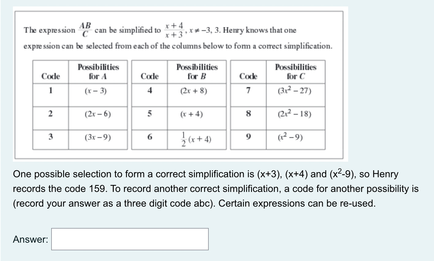 The expression can be simplified to * + 4 x+3 :