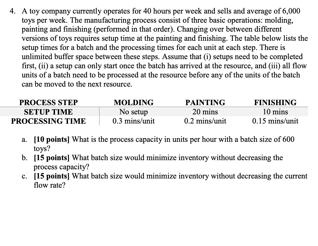 a manufacturing process that has a process yield of 0.97 in order