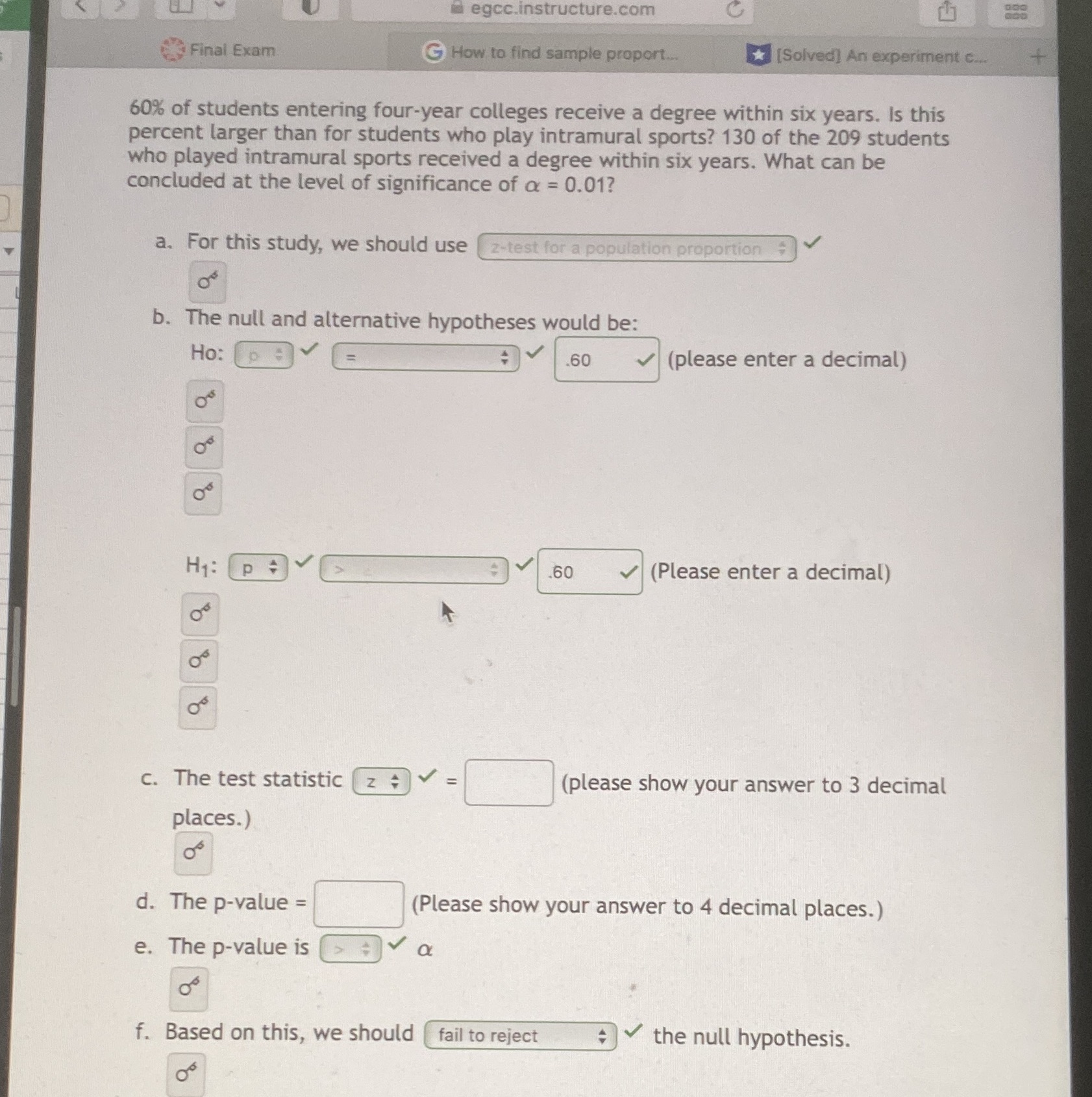  negcc.instructure.com Final Exam G How to find sample proport. [Solved] An