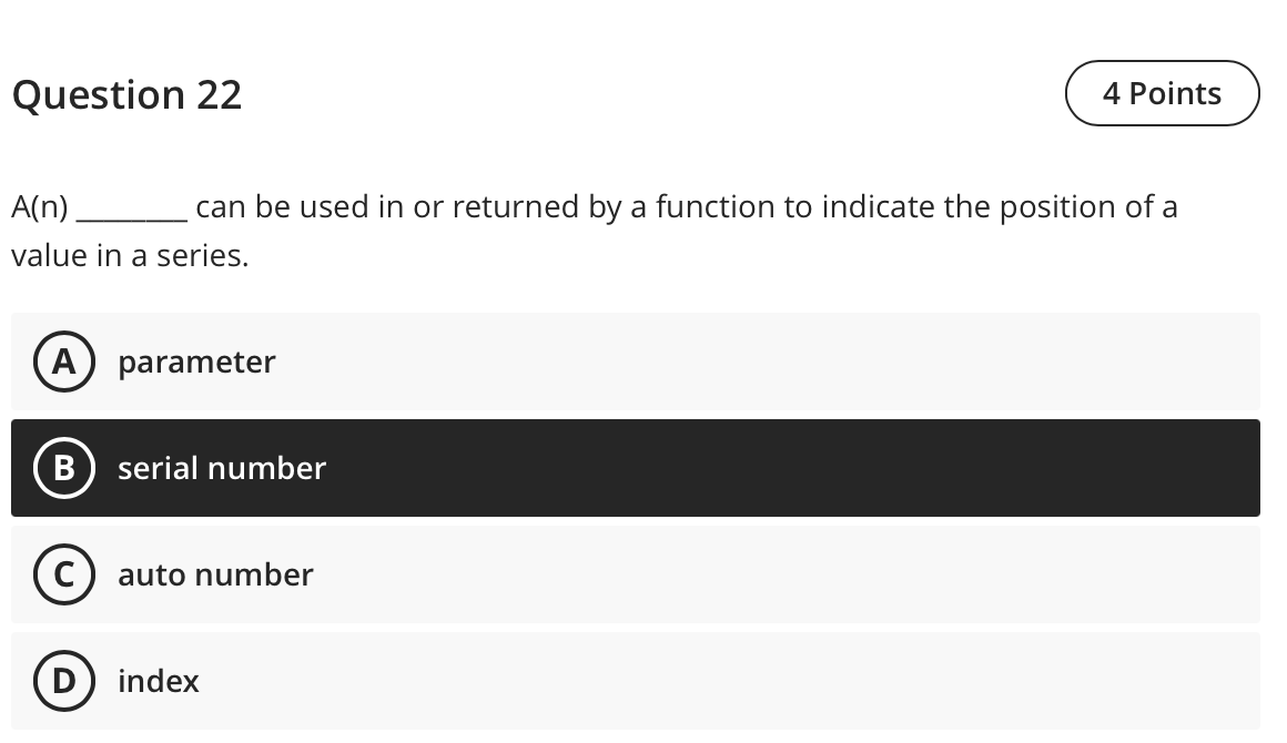 criteria, you would apply a Question 21 The standard way that information