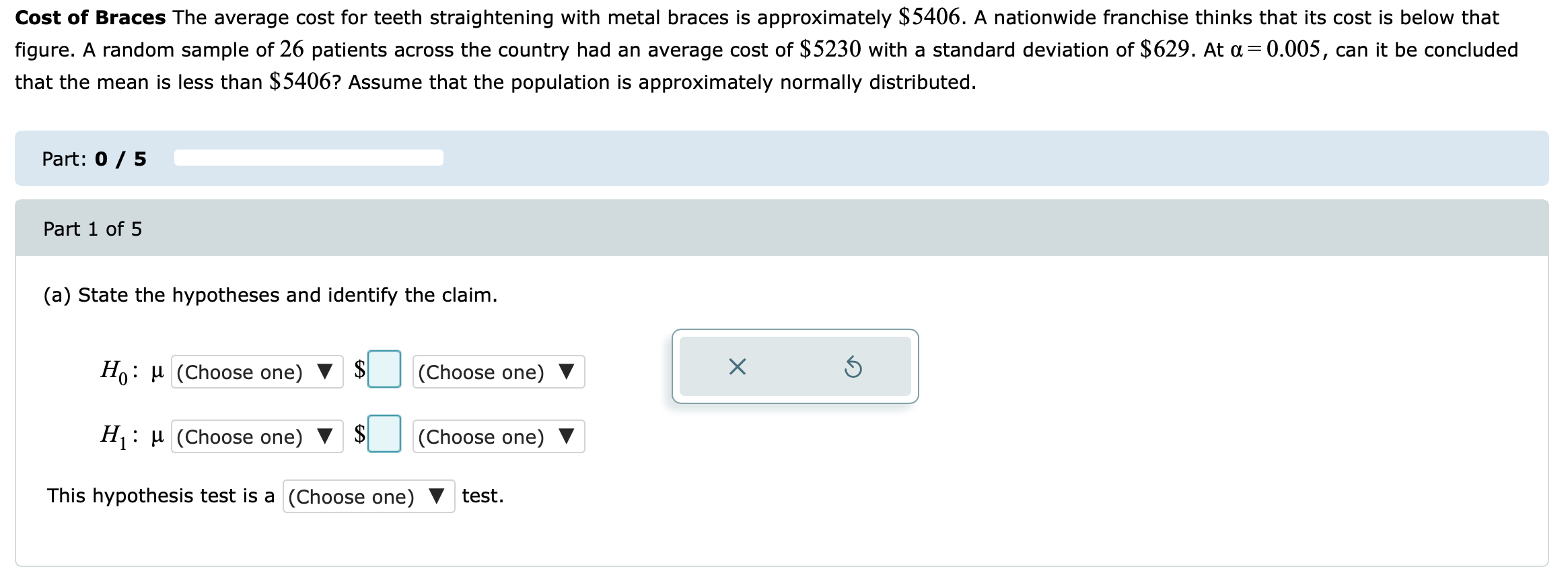 the nationwide franchise's mean cost for teeth X straightening is less than
