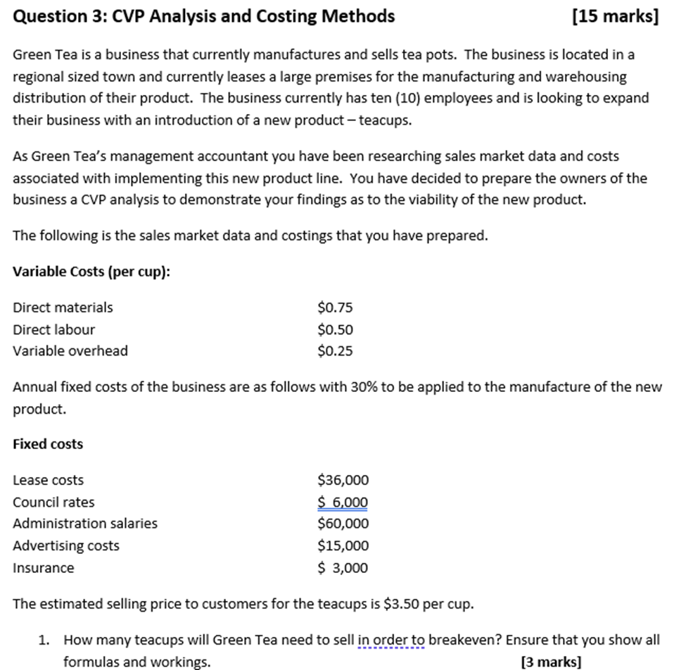 and sells tea pots. The business is located in a regional sized