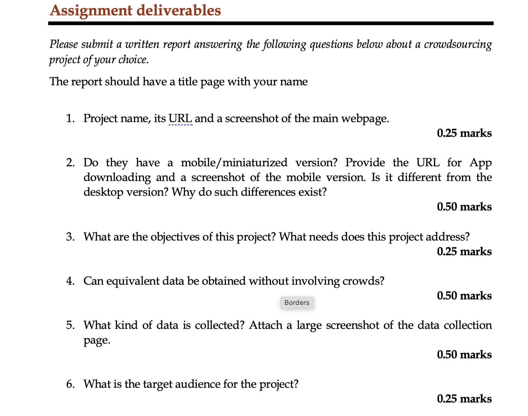  Assignment deliverables Please submit a written report answering the following questions
