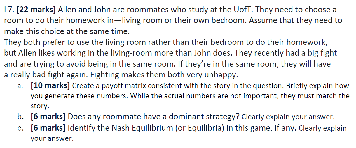 Please help me with this L7. [22 marks] Allen and John are