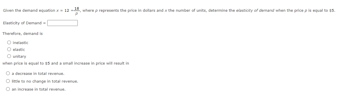 determine the value of p where the elasticity of demand is unitary.