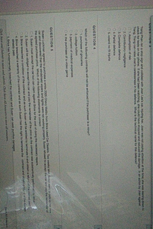 whats the multiple choice answer QUESTION J Trang Phan ran a stop