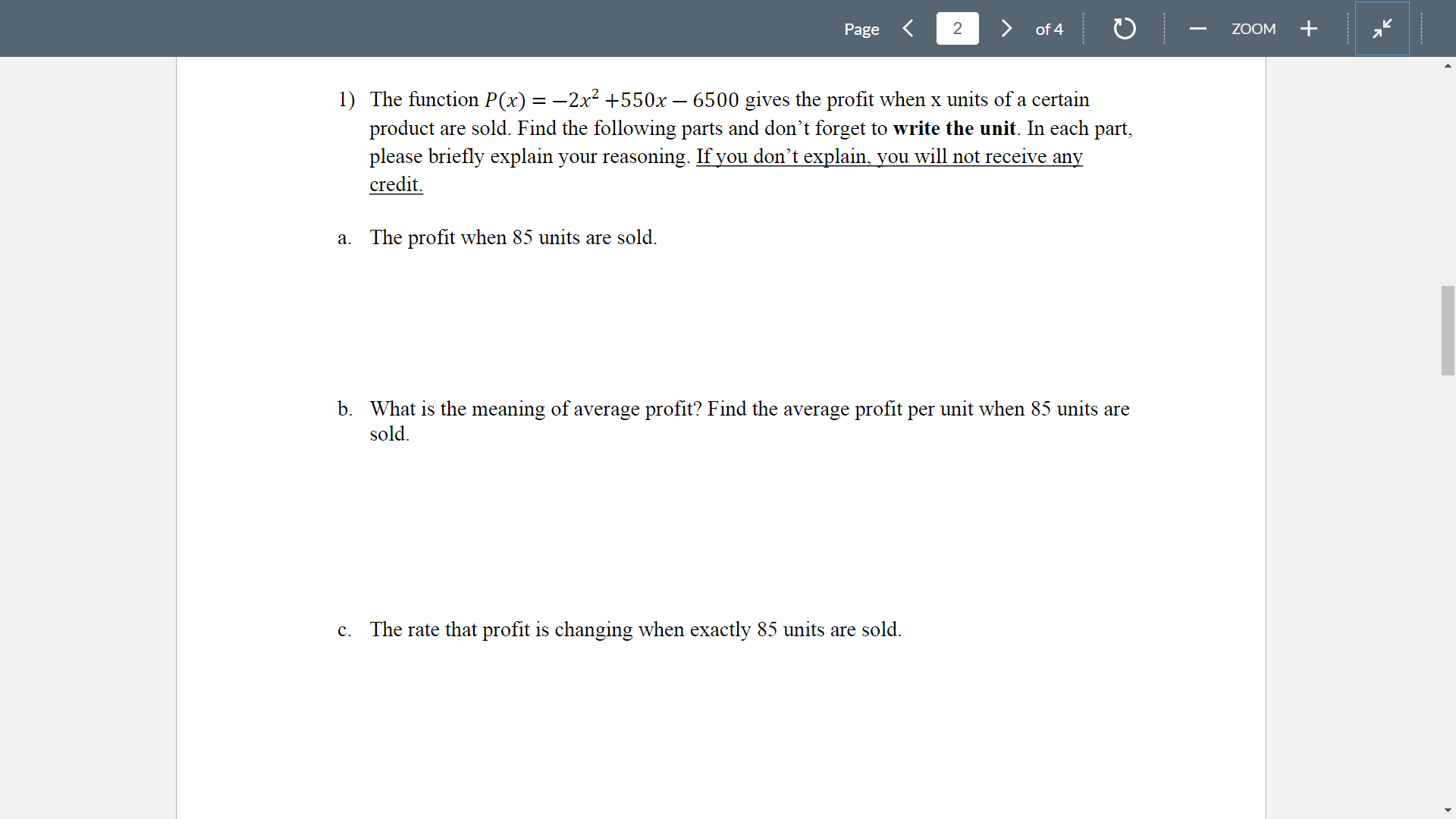 Page of4 O ZOOM + l) The function P(x) = 2x2