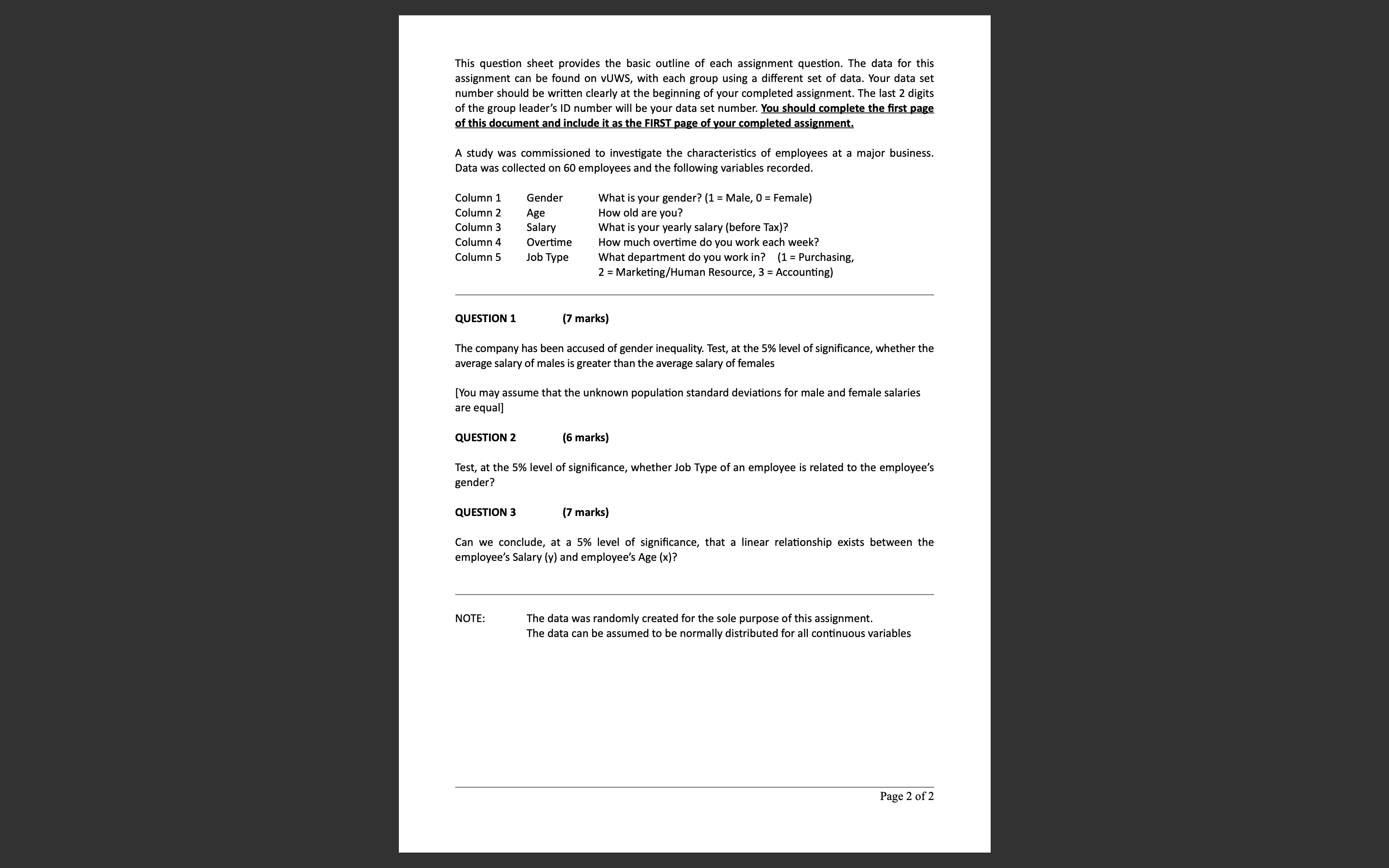 The data for this assignment can be found on vUWS, with each