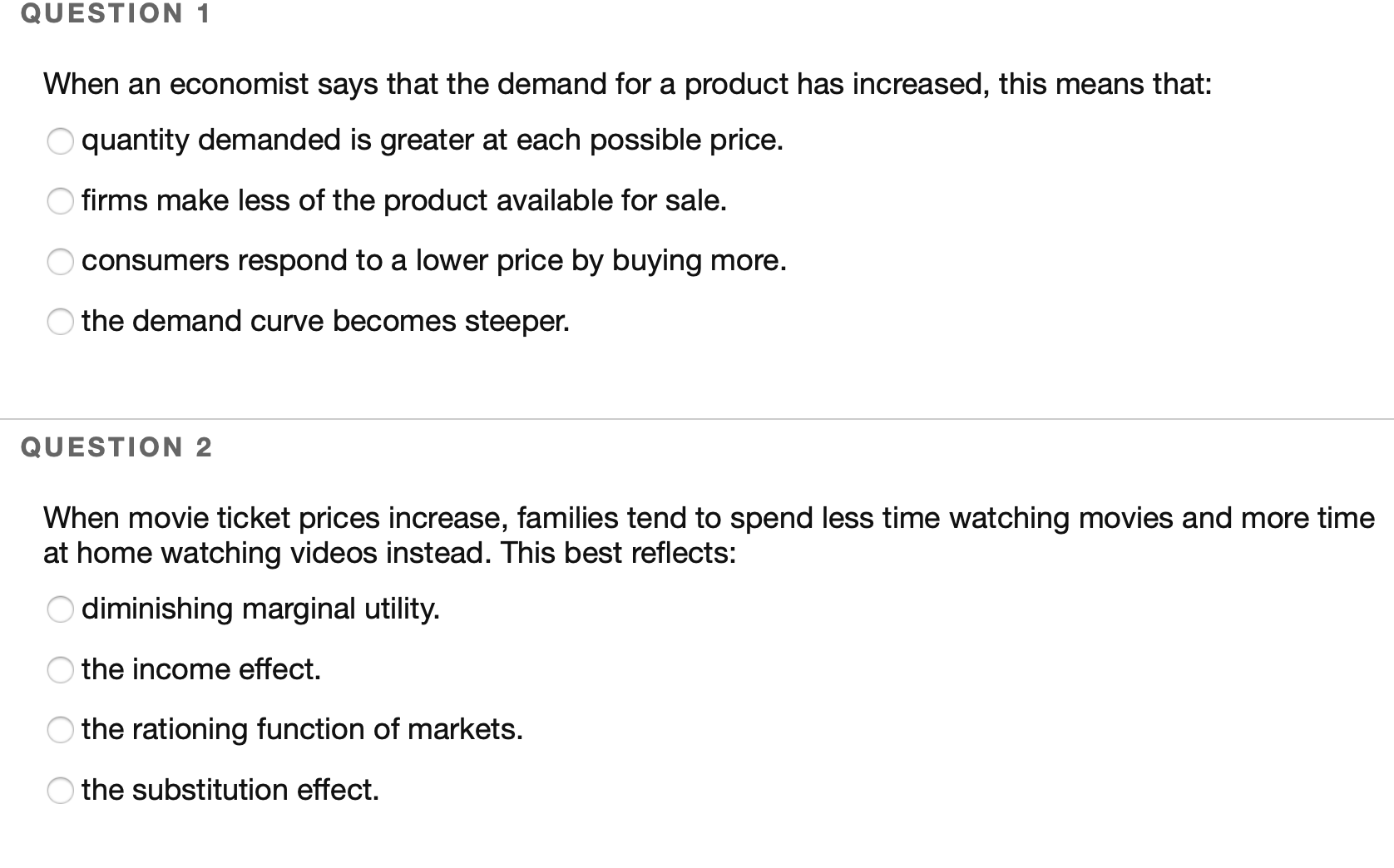 HELLO, can anyone help with these practice microeconomic questions please :) QUESTION