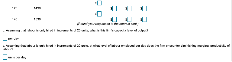1490 140 1530The accompanying table shows the total daily output for a