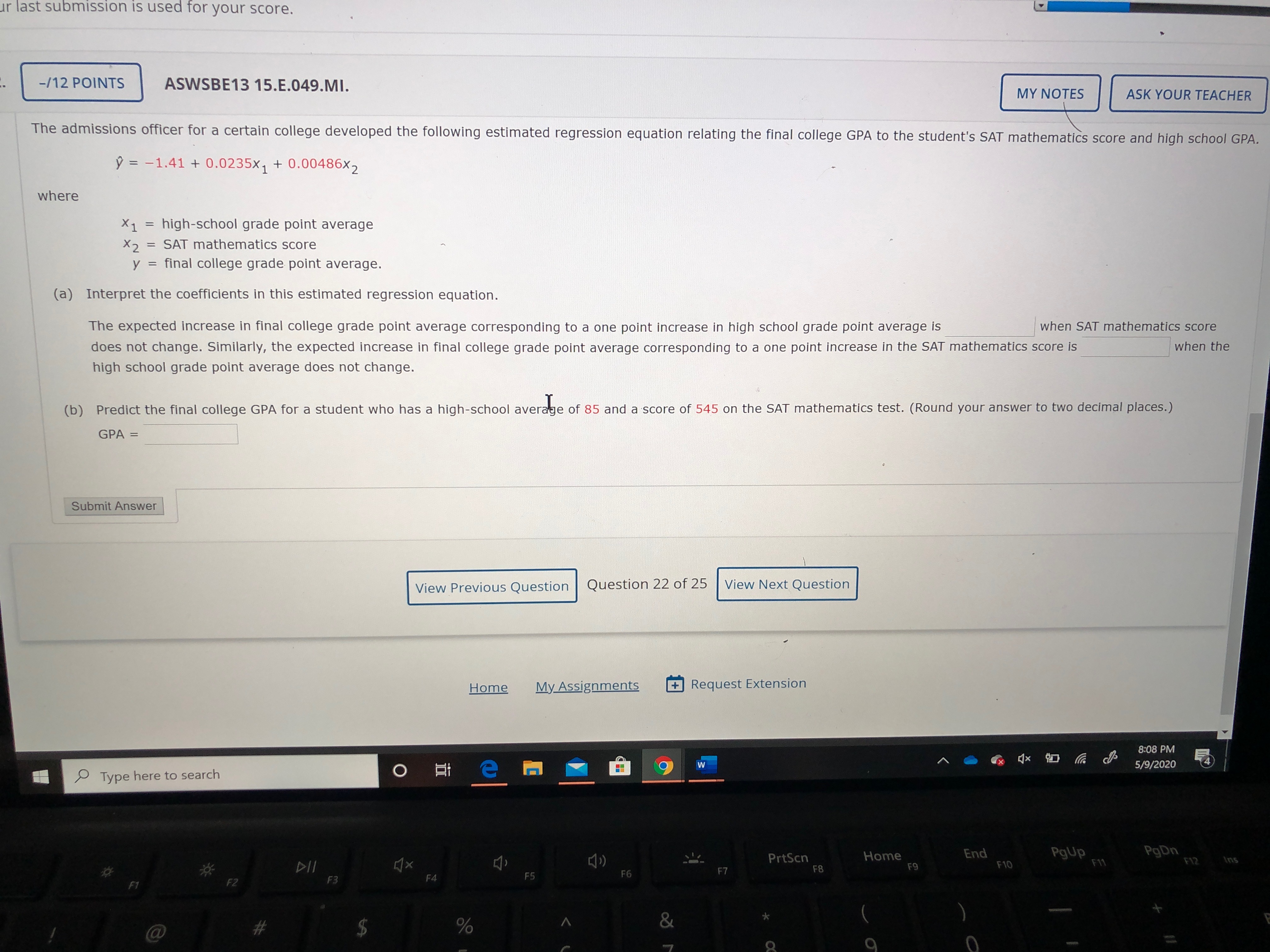 sir last submission is used for your score. -112 POINTS ASWSBE13 15.E.049.Ml.