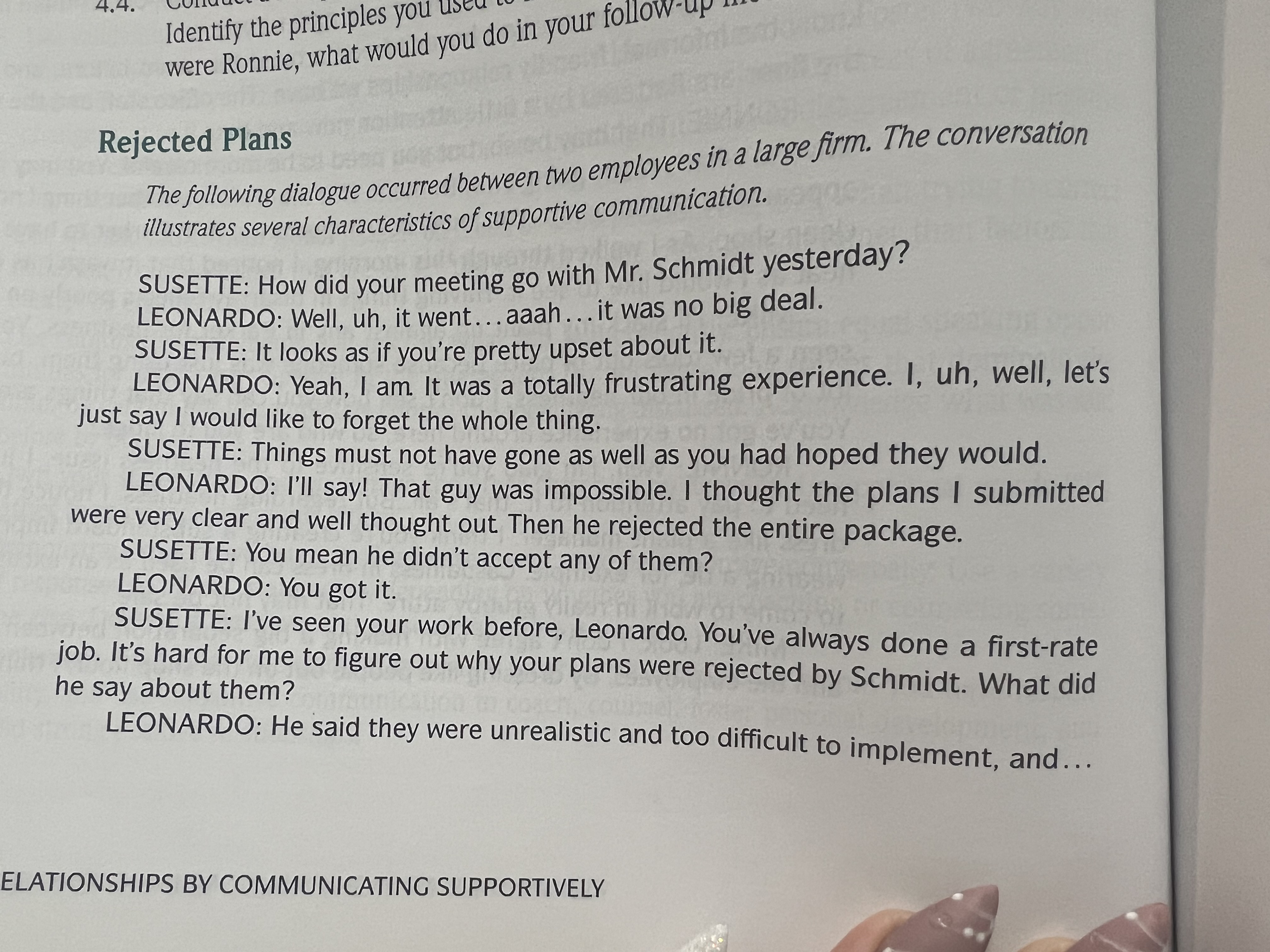 were Ronnie, what would you do in your follow-UY The following dialogue