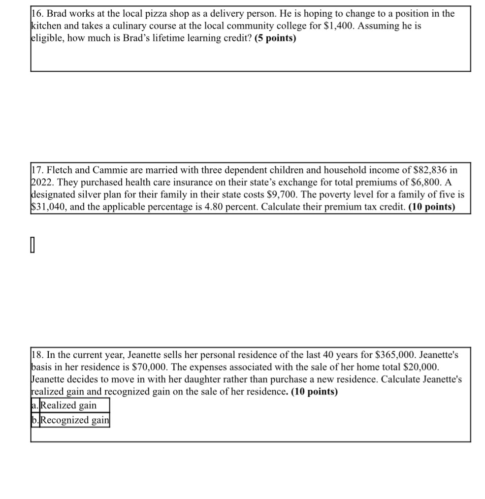 Answer details this problem # 16, #17, #18 16. Brad works at