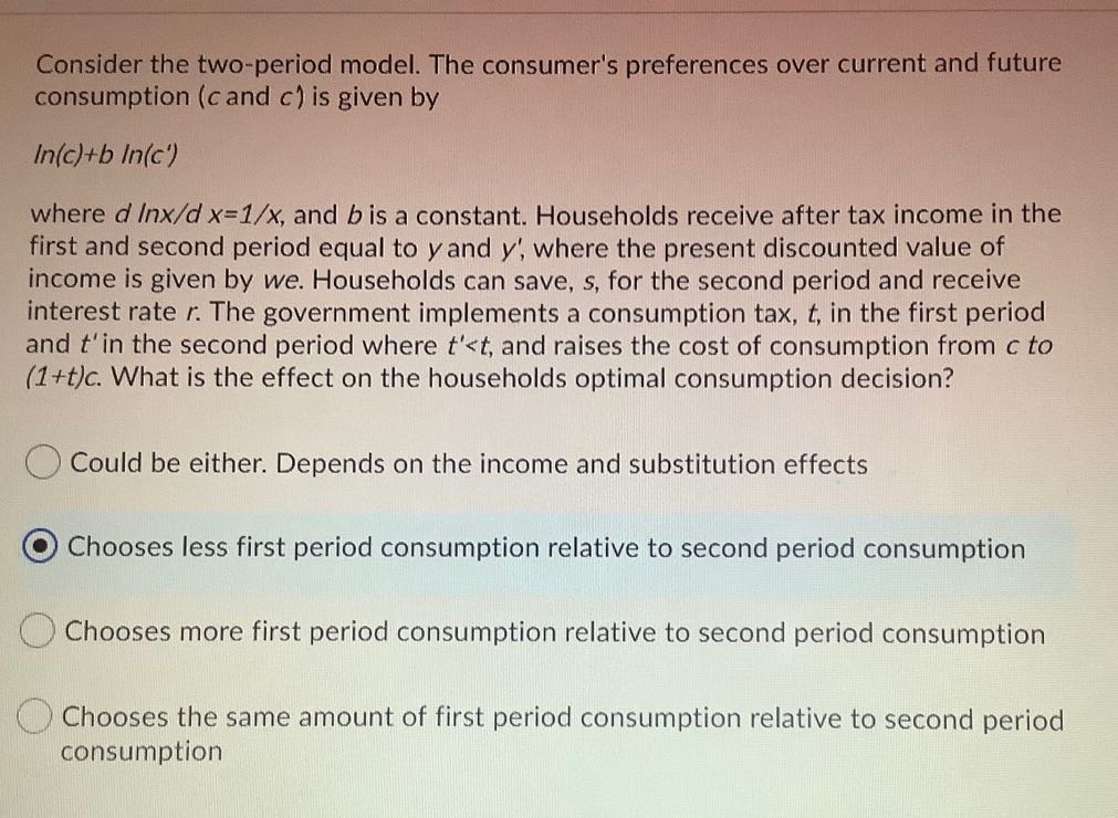what is the effect on the household optimal consumption decision? Consider the