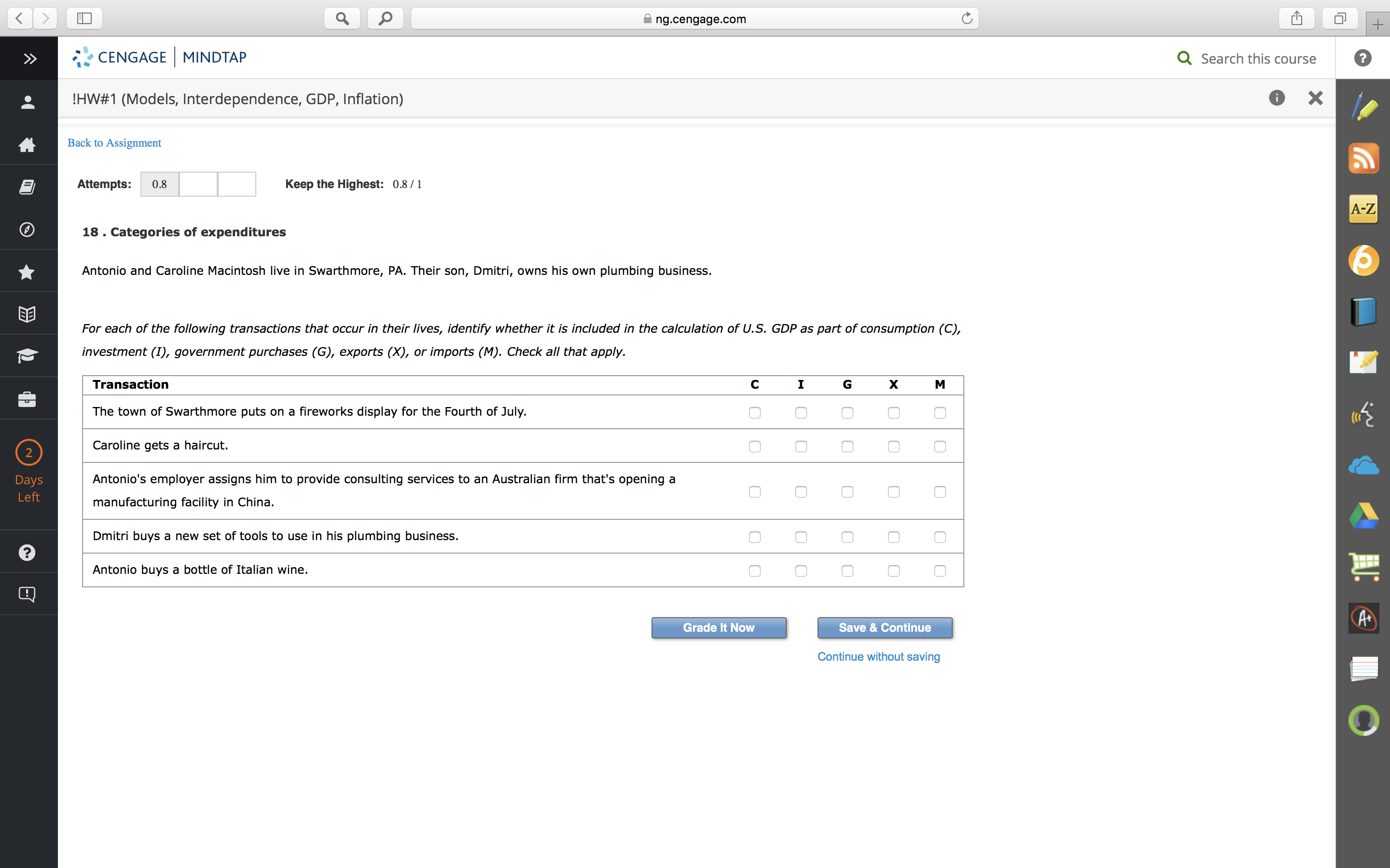  ng.cengage.com C + CENGAGE |MINDTAP Q Search this course ? !HW#1