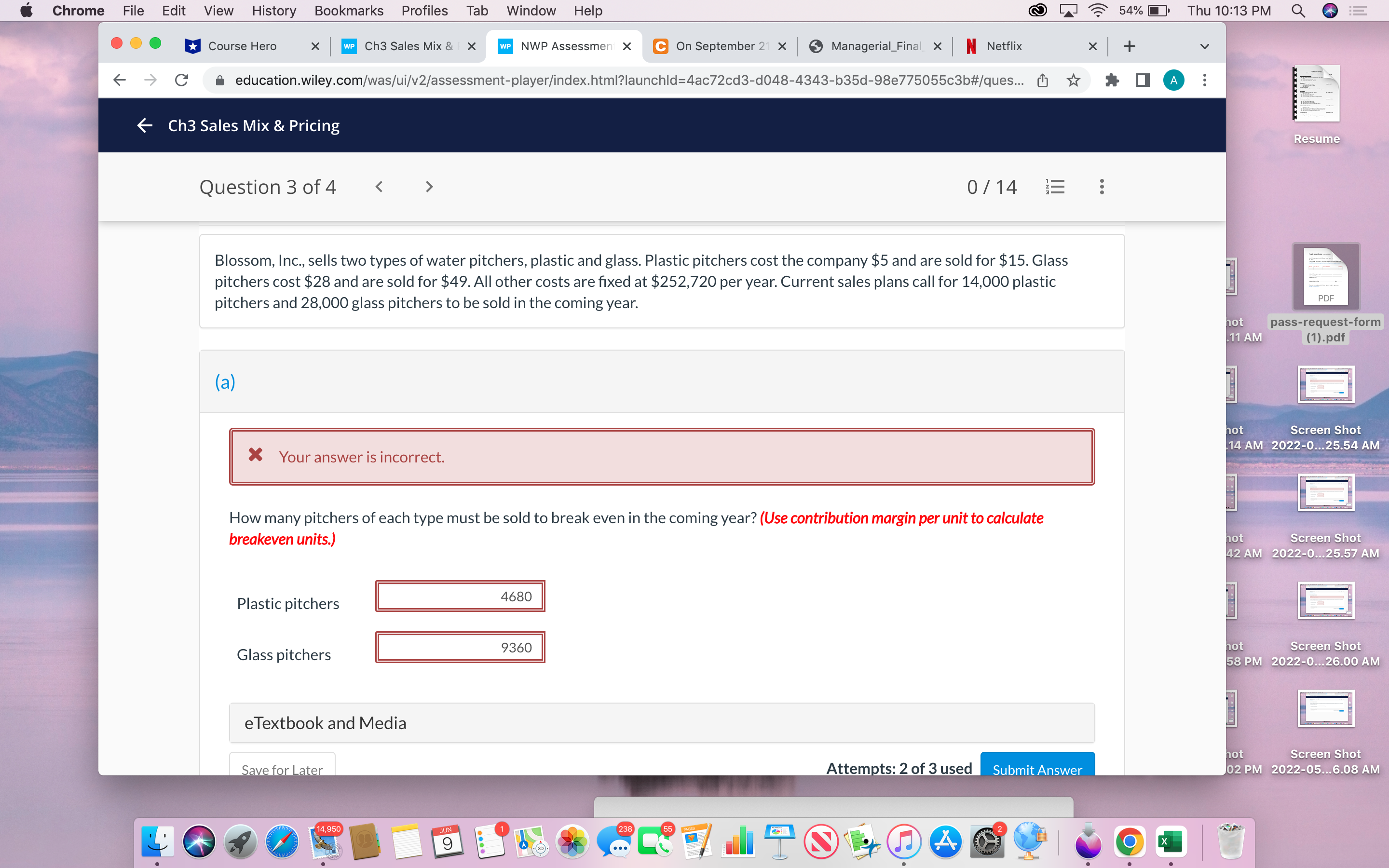 Thu 10:13 PM Q E ... Course Hero X WP Ch3 Sales