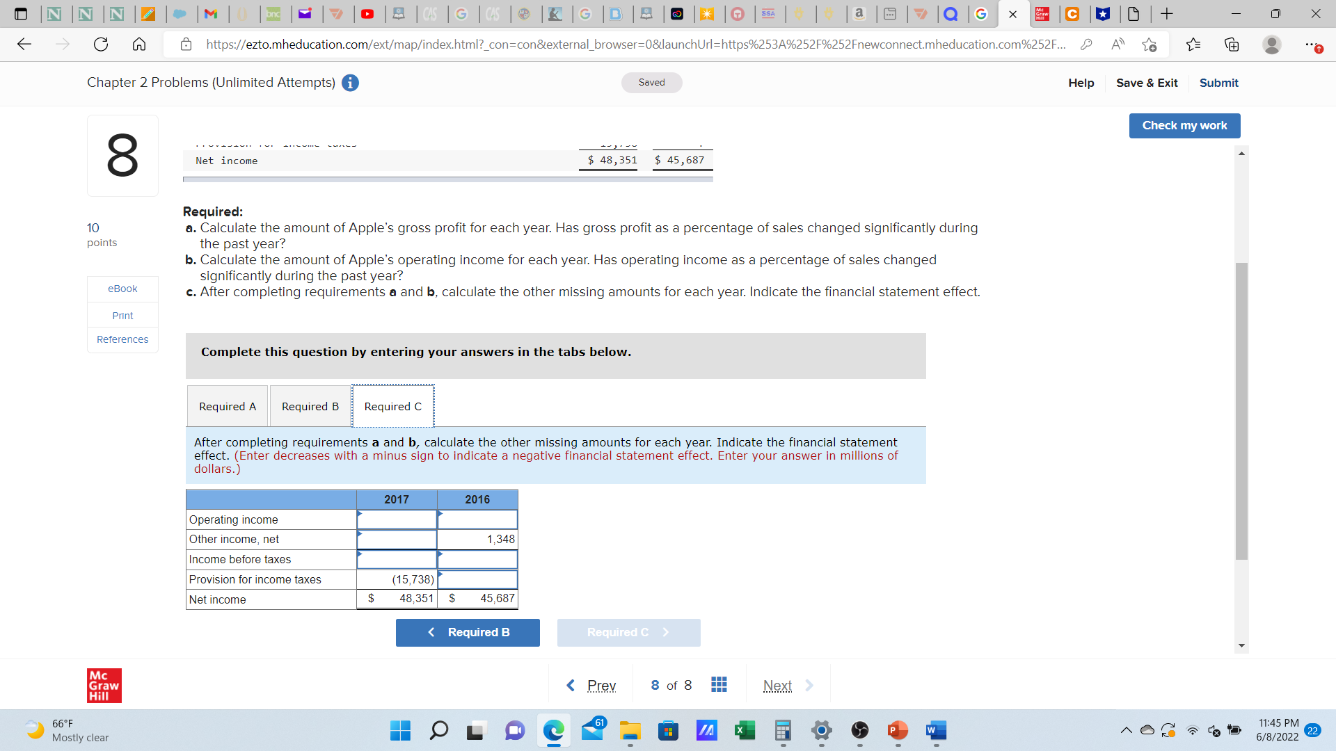 Inc. follow. All amounts are reported in millions. 20172016Net sales$229,234$215,639Cost of sales141,048131,376Research
