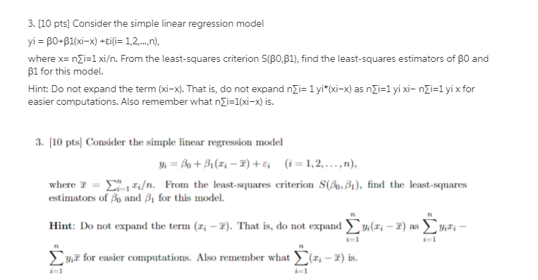  \f1. The simple linear regression model Y, = Bo + Bir;