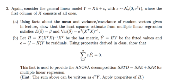 = In In this problem, we will show that the least squares