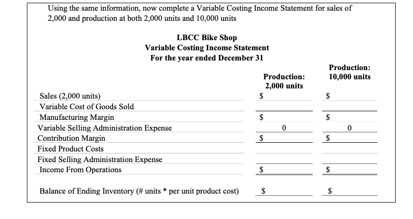 Costs (for 2,000 units): Direct Materials $200,000 Direct Labor 160,000 Factory Overhead: