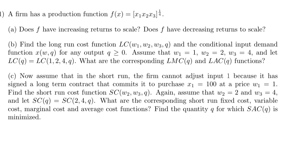 Please help me with it l) A rm has a production function