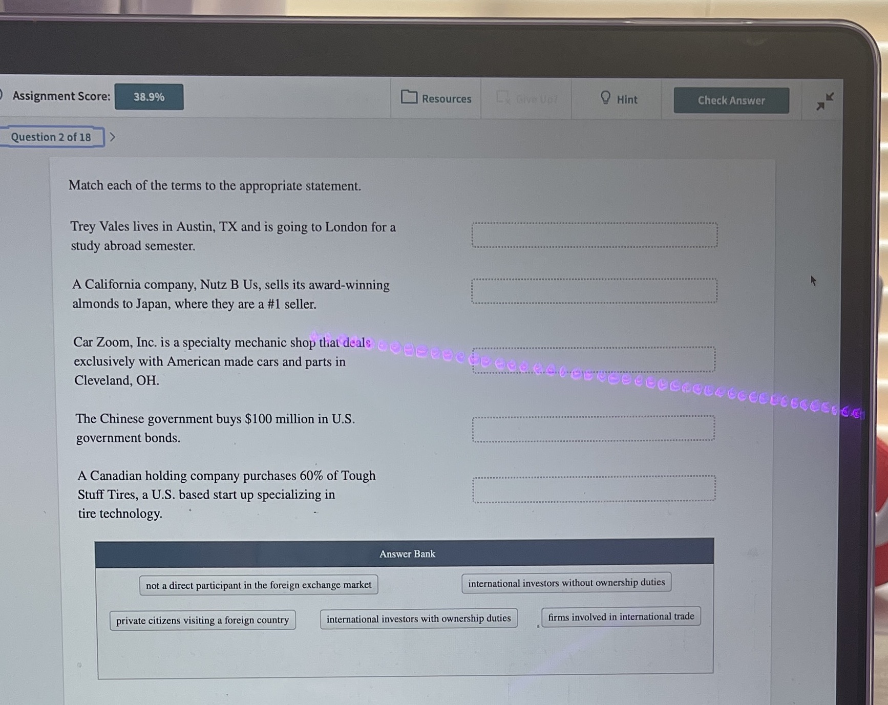 of 18 Match each of the terms to the appropriate statement. Trey