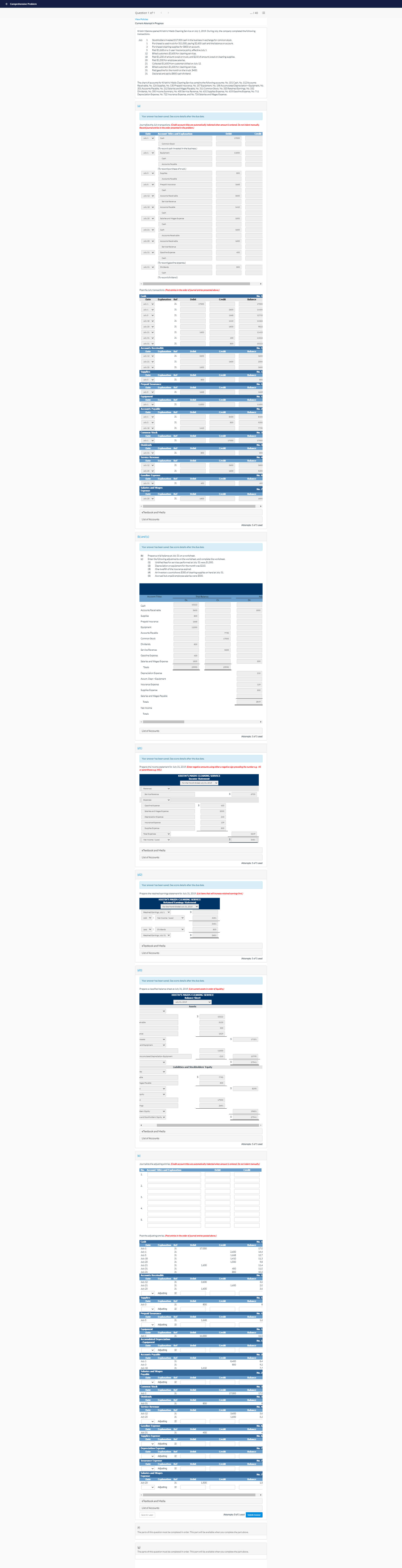 Question 1 of 1 "hew Current Attempt in Progress 40 Kristin Meloneopened