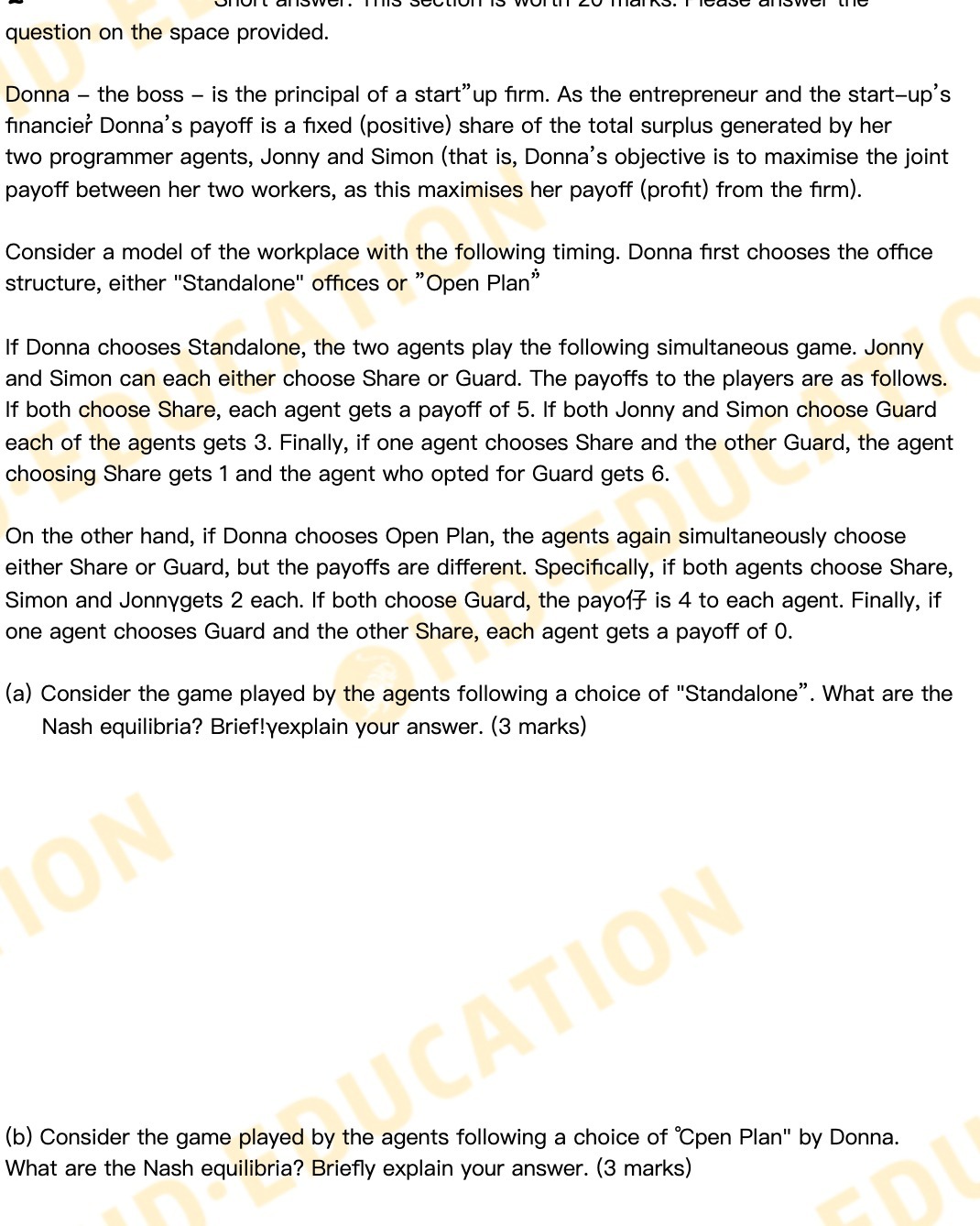 question on the space provided. Donna - the boss - is