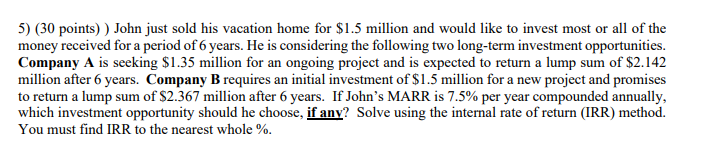 please solve on page 5} {31} points} it John just sold his