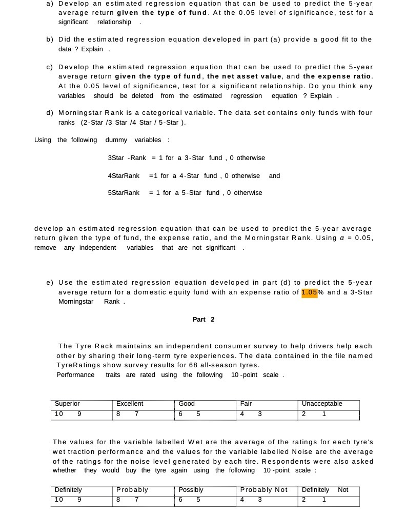 predict the 5-year average return given the type of fund. At the