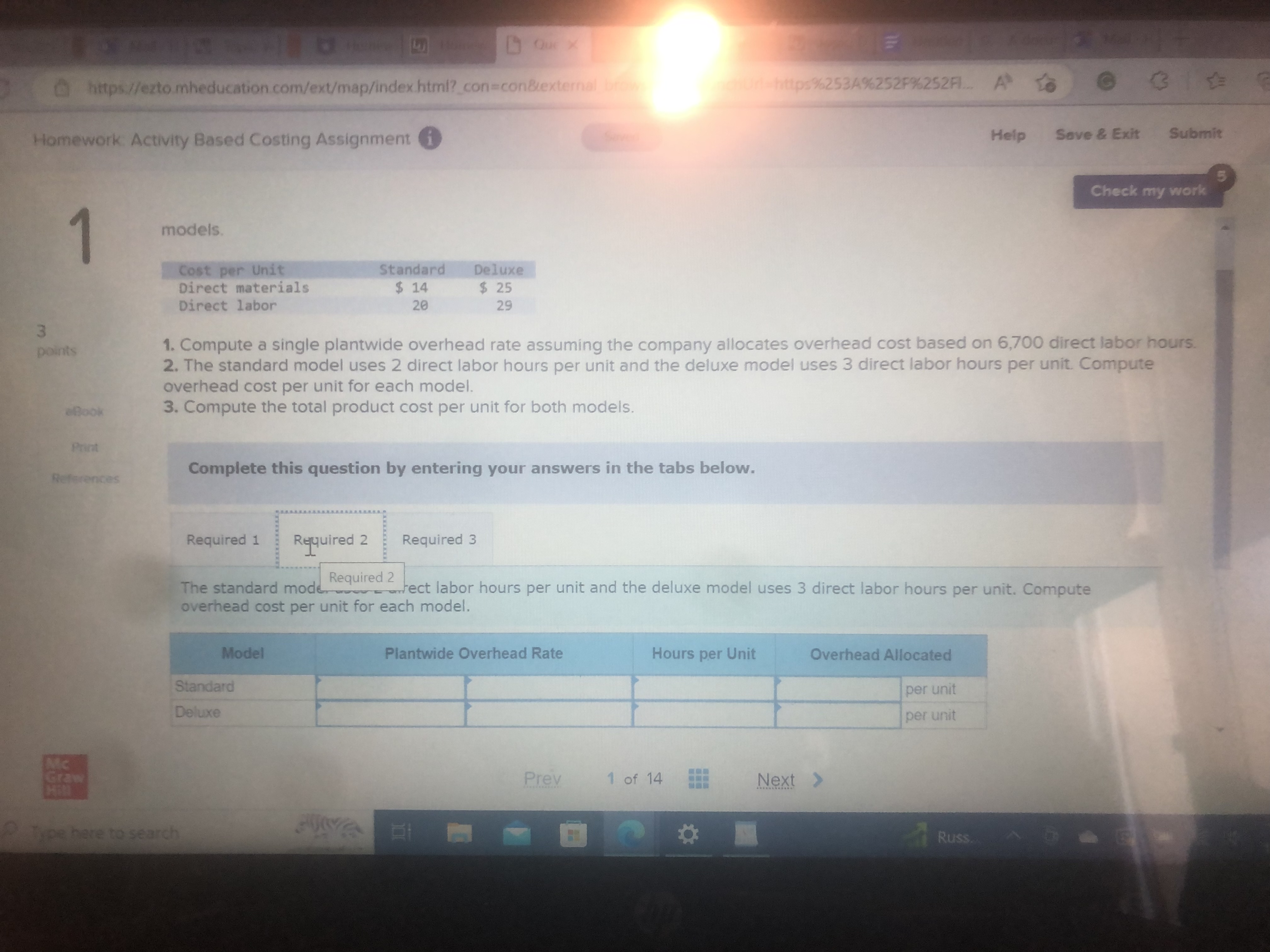 the tabs below. References Required 1 Required 2 Compute a single plantwide