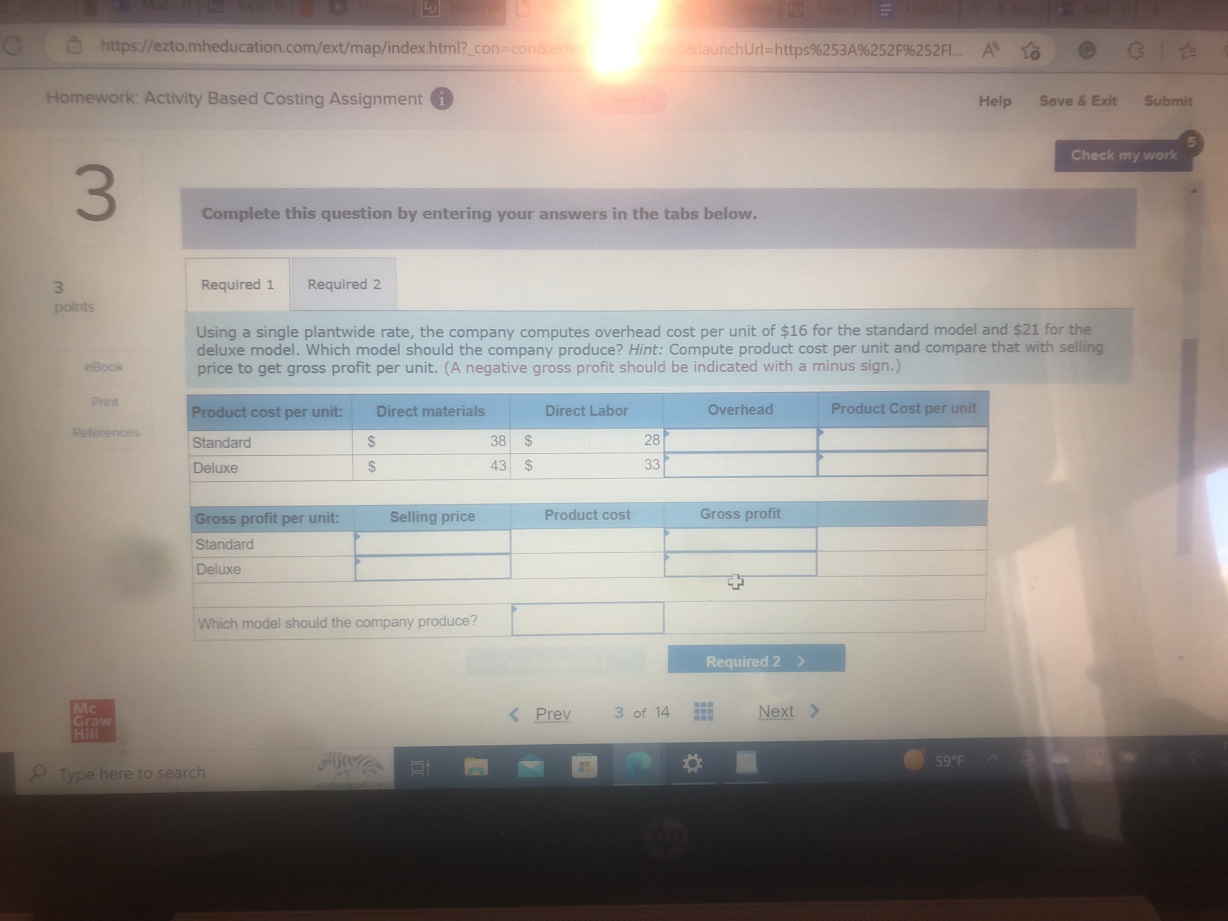 a departmental overhead rate for the Finishing department. Departmental OH rate Mc