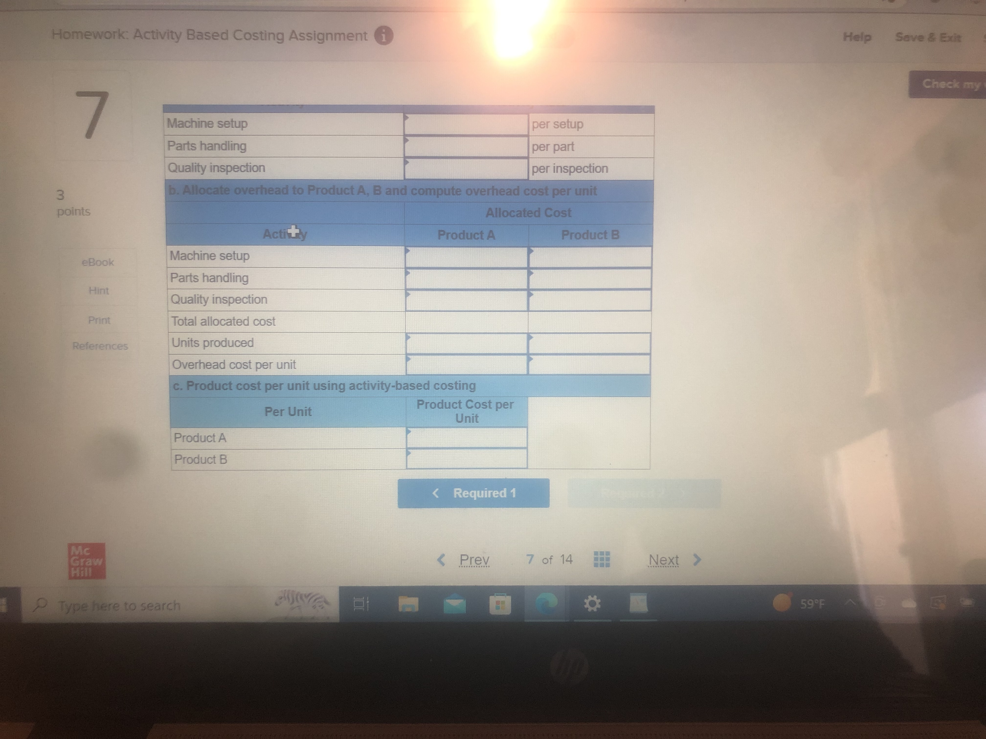 overhead cost per unit of $16 for the standard model and $21