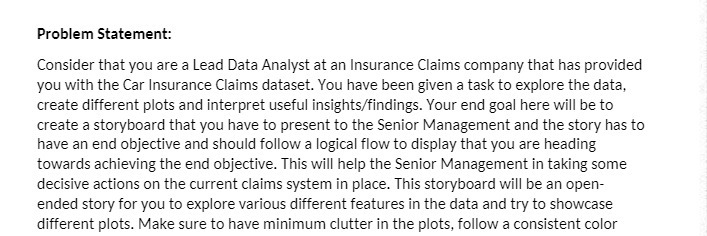 Problem Statement: Consider that you are a Lead Data Analyst at