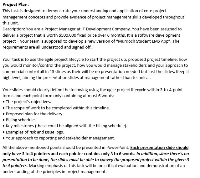 a) Could the tutor use the agile project lifecycle and state what