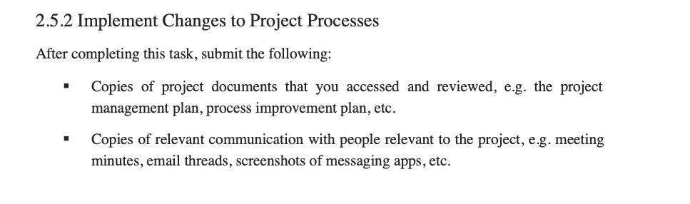 the following: . Copies of project documents that you accessed and reviewed,