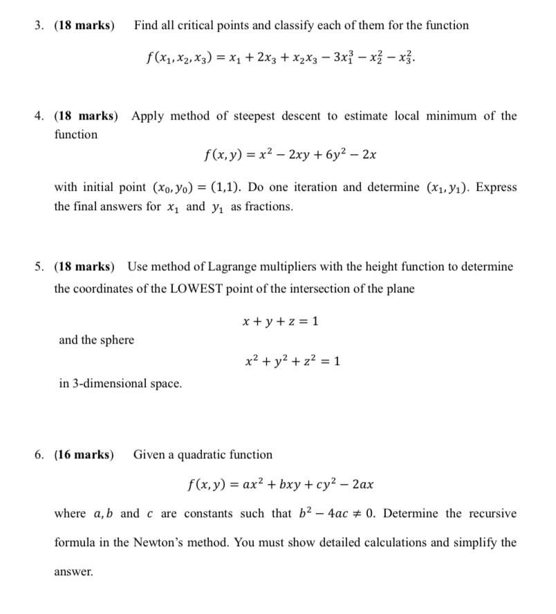 Please help before 14pm. 3. {18 marks) Find all critical points and