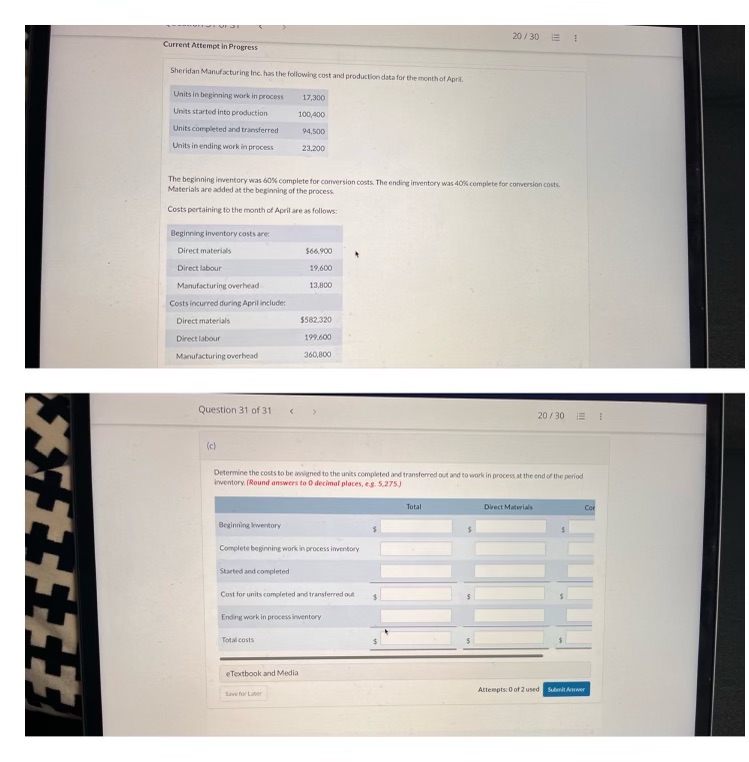 The question is the second picture the conversion cost needs to found