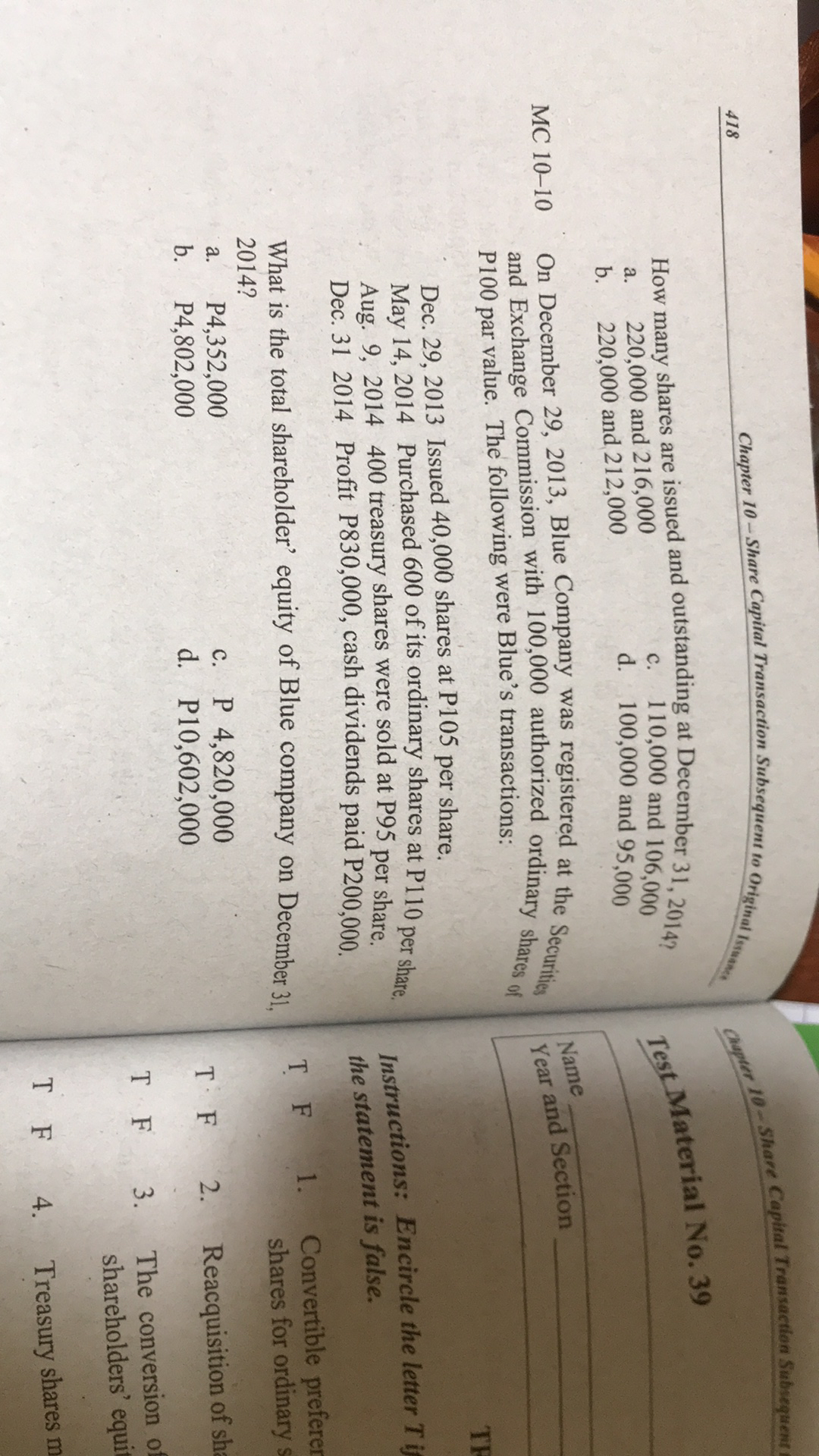 capital, P50 par Ordi During the remainder of the year, the following