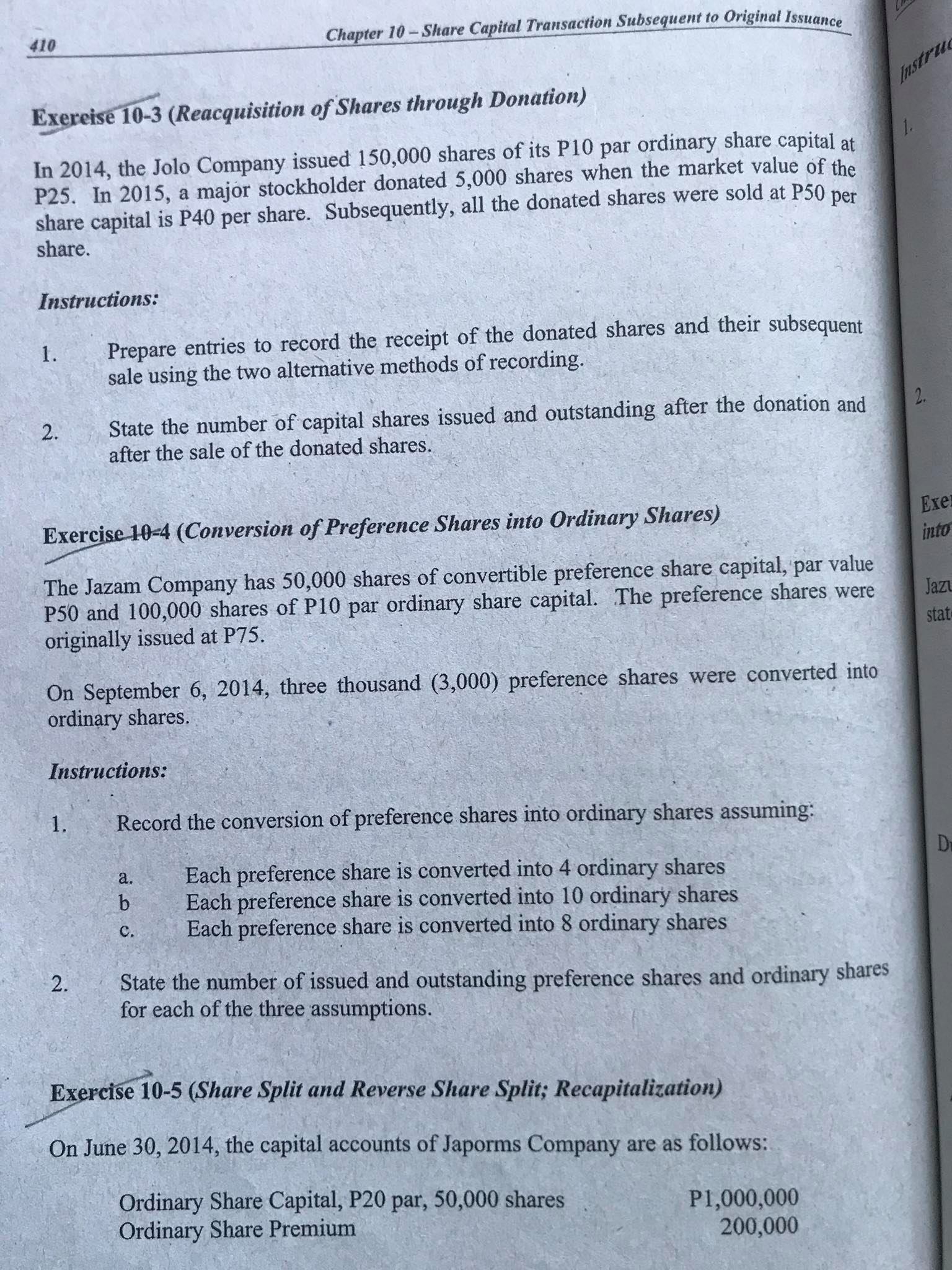shares converted 3,000 of their shares into ordinary d. Decl shares on