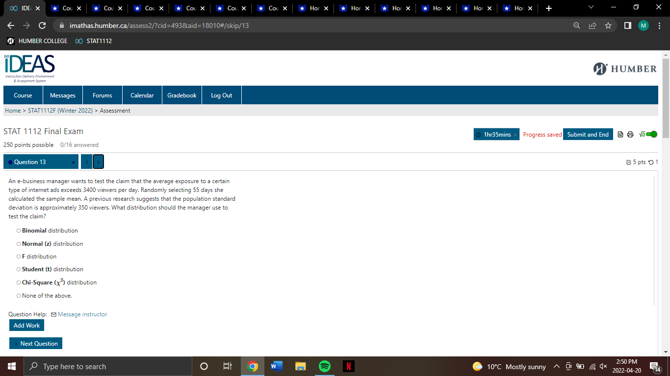 * Hor X * Hor X + X C imathas.humber.ca/assess2/?cid=493&laid=18010#/skip/9 H HUMBER