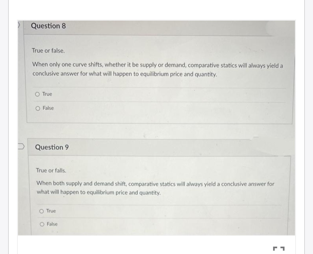 it be supply or demand, comparative statics will always yield a conclusive